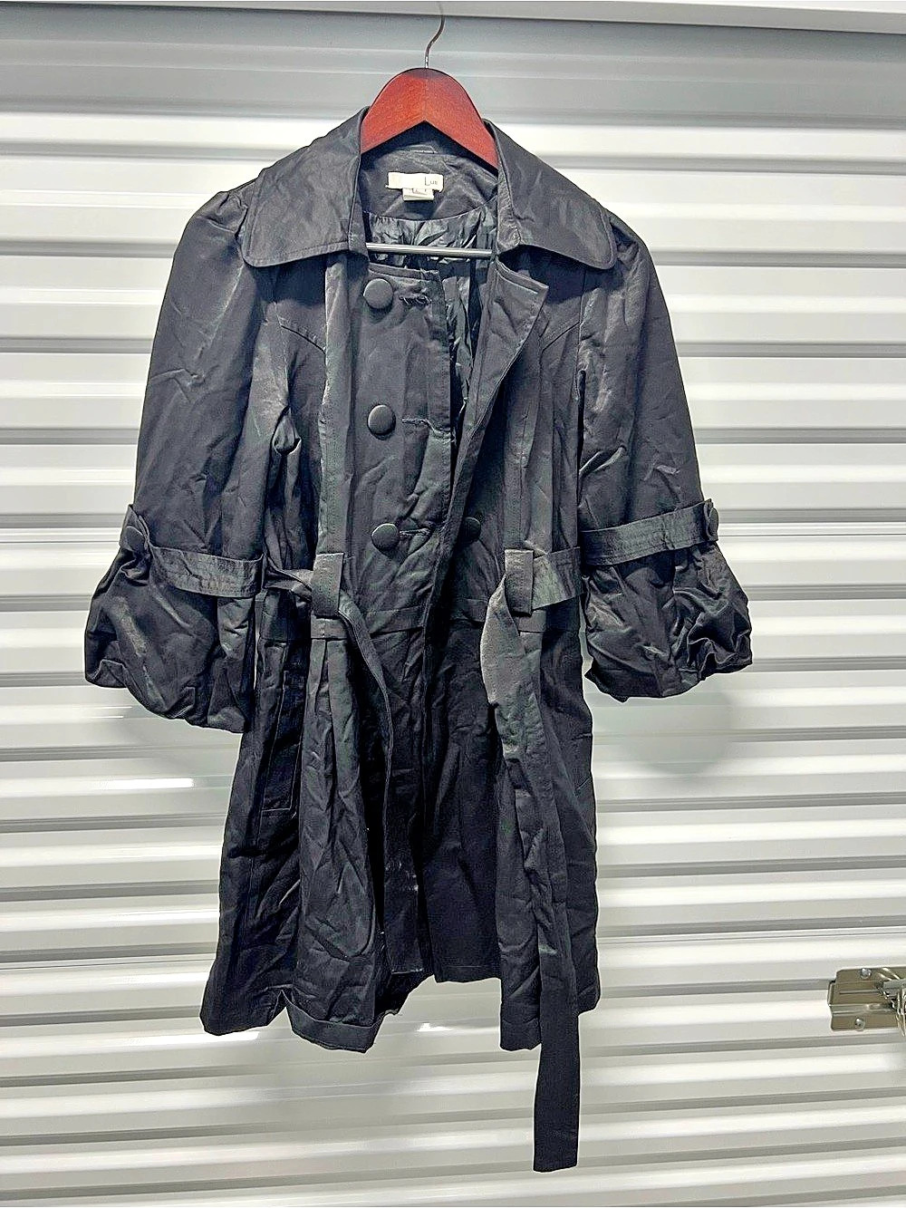 Lull Black Trench Coat Size Medium